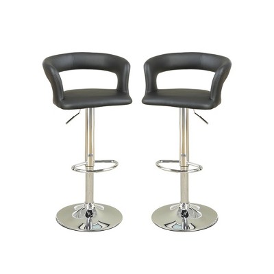 Simple Relax Adjustable PU Bar Stools Black Set of 2