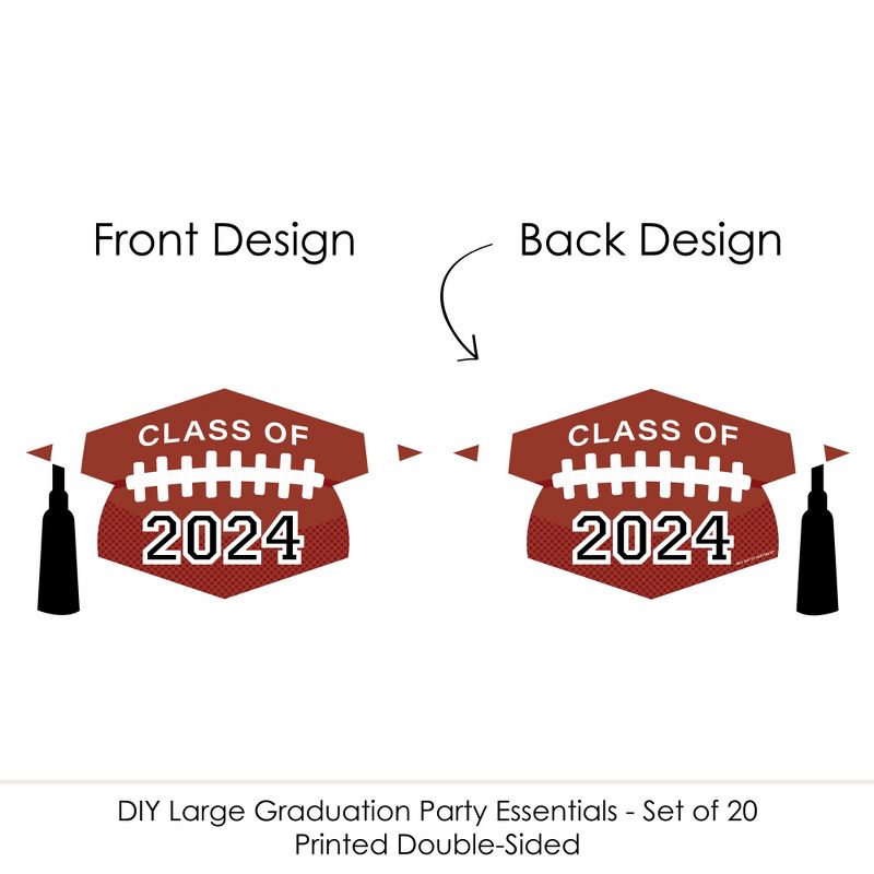 Big Dot of Happiness Grad Football - Grad Cap Decorations DIY 2024 Graduation Large Party Essentials - Set of 20, 5 of 9