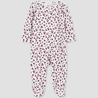 Image of Carter's Just One You® Baby Girls' Floral Footed Pajama - Red 3M