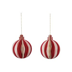 Storied Home Glittering Honeycomb Paper Ornament, Red and Cream - 1 of 1