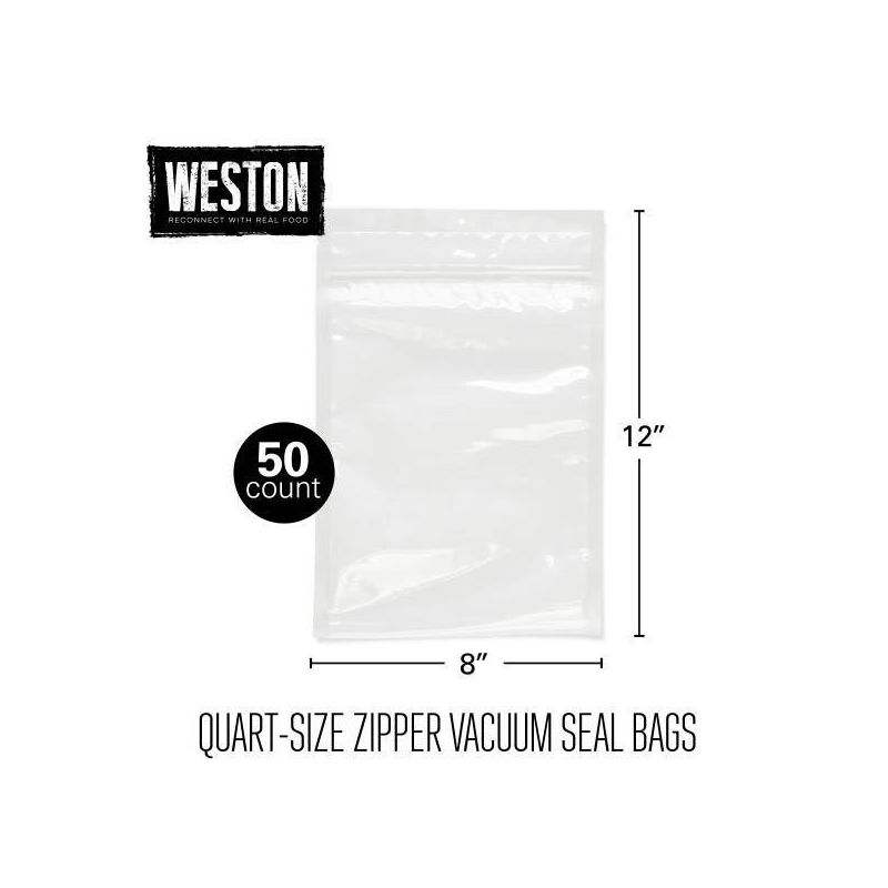 Weston Vacuum Sealer Zipper Bags Quart 50Ct 30-0208-W, 1 of 2