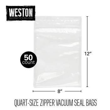 Weston Vacuum Sealer Zipper Bags Quart 50Ct 30-0208-W
