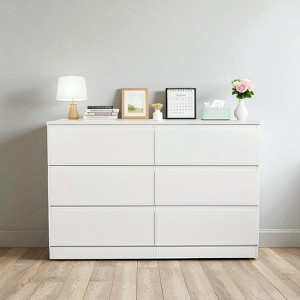 6 Drawer Dresser Storage Cabinet, Modern Wood Sideboard Buffet with Concealed Handles for Bedroom, Living Room, Entryway - 1 of 4