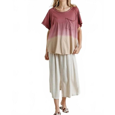 Women's Dip Dye Raw Edged Top - umgee