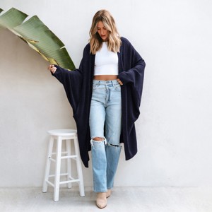 Women's Cozy Longline Open Front Cardigan with Dolman Sleeves -Cupshe - 1 of 4