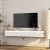 Floating TV Stand Wall Mounted with LED Lights & Charging Station, 65" Media Console for Living Room-3irtyhousy - 2 of 4