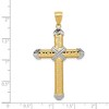 Black Bow Jewelry Men's 14k Yellow Gold & White Rhodium Greek Key Cross Pendant, 29x52mm - 3 of 4