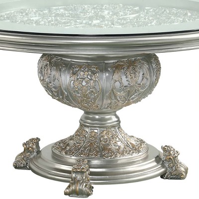 Sandoval Champagne Finish Rectangular Glass Dining Table