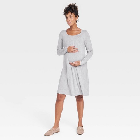 Long Sleeve Nursing Henley Maternity Dress - Isabel Maternity By Ingrid &  Isabel™ Gray Xl : Target