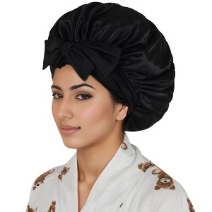 Anna-Kaci Silk Bonnet for Sleeping Satin Lined Hair Bonnet with Long Tie Band for Women Curly Hair - 1 of 4