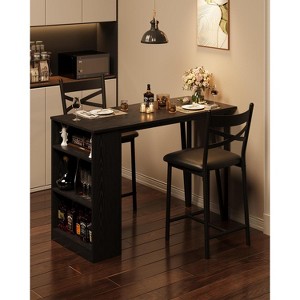 Whizmax 2-Person Dining Table Set - 16" Wide Cushioned Chairs & Flip-Top Extension, Bar Height Table for 2-4 People, Sturdy Kitchen Set - 1 of 4