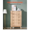 VEVOR 5 Fluted Drawer Dresser, Wooden Chest of Drawers with Sliding & Anti-tip Device, Modern Minimalist Dresser Chest, Beige - 3 of 4
