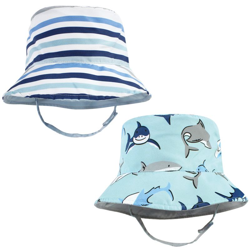 Hudson Baby Infant Boy Sun Protection Hat, Shark Stripe, 1 of 8