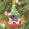 Kurt Adler 4.25 In Dog With Green Tree Christmas Puppy Dog Bed Tree Ornaments - 3 of 3