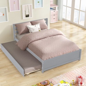 RISOKEYS Full Size Wood Platform Bed Frame,Platform Bed with Storage for Kids Teens and Adults - 1 of 4