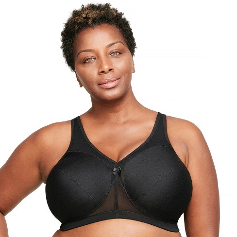 Glamorise Womens MagicLift Active Support Wirefree Bra 1005 Black 50DD
