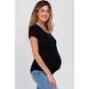 PinkBlush Black Basic Short Sleeve Maternity Fitted Top - 2 of 4