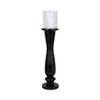 Mango Wood & Glass Candle Holder - Tall Pillar Candle Stand for Home & Office - Rustic Accent for Living Room, Bedroom, Entryway - 27" Black - 2 of 4