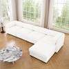 DOMETOUR Modular 4-Seat L-Shaped Sectional Sofa with Storage, Cylindrical Backrest & Armrests, Deep Seating, White - 2 of 4
