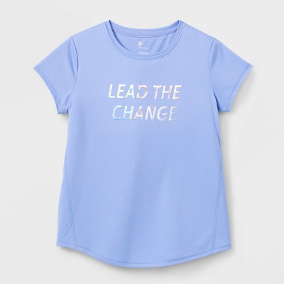 Girls' Short Sleeve 'Lead The Change' Graphic T-Shirt - All in Motion™ Light Purple