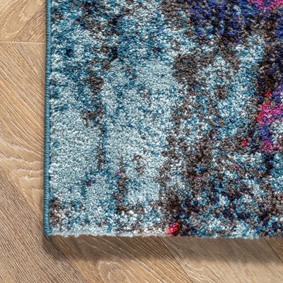 Multi Abstract Synthetic 6'7" x 9' Non-Slip Area Rug
