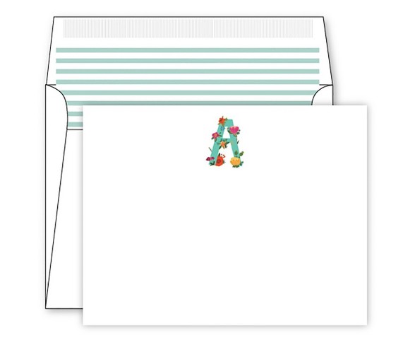 Die -Cut Social Set Vintage Floral Monogram - A