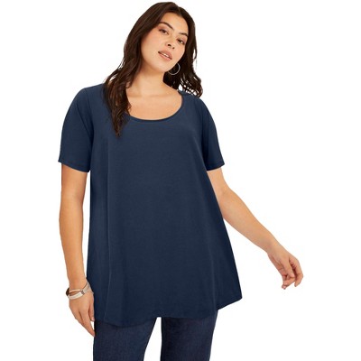 June + Vie by Roaman's Women's Plus Size Short-Sleeve Swing One + Only Tunic
