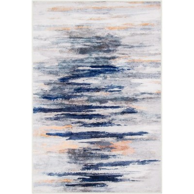 Lahome Machine Washable Modern Abstract Floor Mat-Non Slip Ultra Thin Soft Rug for Living Room, Bedroom, or Office