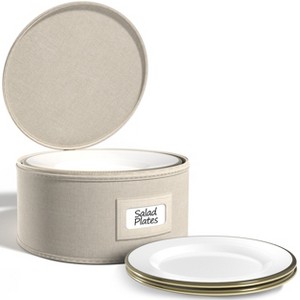 Sorbus China Storage Container – Dinnerware Organizer for Bowl Plate Storage with Lid (Holds Service for 12) with Felt Protectors – 9" x 6" - 1 of 4