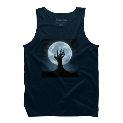 Men's Design By Humans Halloween! Zombie Hand Reaching from Grave T-Shirt By EBCD Tank Top