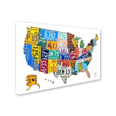 Trademark Fine Art - Design Turnpike License Plate Map USA 2 Matted Framed Art