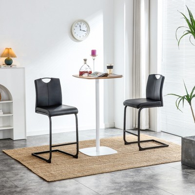 DOMETOUR PU Chair Barstool Dining Counter Height Chair Set of 2 Black