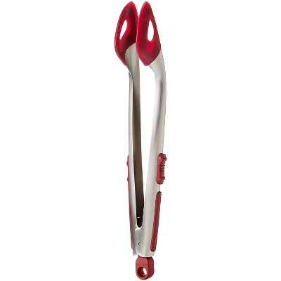 ZYLISS Cook n Serve Tongs: Stainless Steel Kitchen Tongs with Silicone Grip & Locking Mechanism, 12.6" Silver