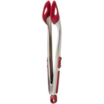 DAILY KISN 3PCS Kitchen Tongs, Cooking Tongs with Silicone Tips, Red