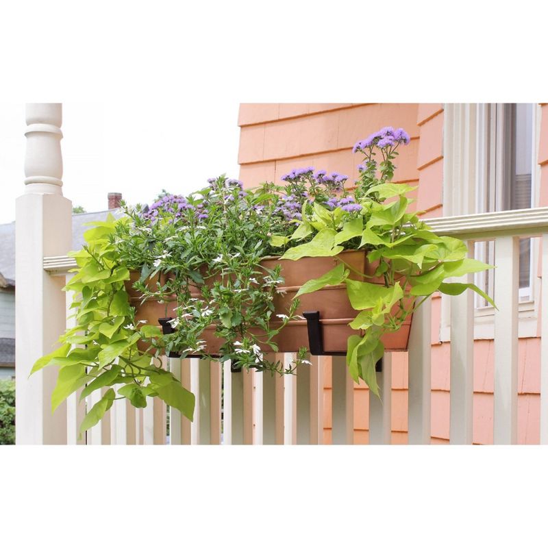 24&#34; Wide Rectangular Copper Plated Medium Galvanized Steel Planter Box with Wall Brackets - ACHLA Designs, 3 of 7
