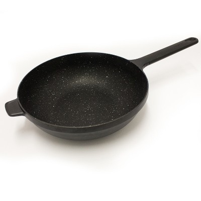 Goodful 12.5 Cast Aluminum, Ceramic Wok Stir-fry Pan With Side Handle And  Long Handle (no Lid) Charcoal : Target