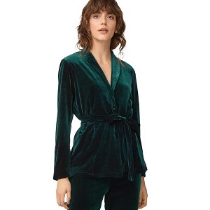 ellos Women's Plus Size Velvet Belted Blazer - 1 of 4