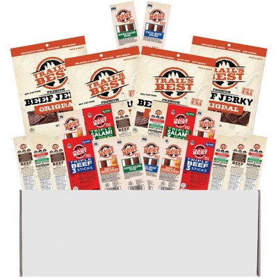 Trail's Best 24-Piece Sampler Gift Box (4 bags of jerky and 20 packs of assorted sticks)