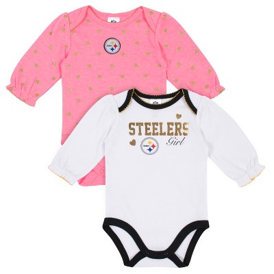 Gerber Baby Girls' NFL Short Sleeve Bodysuits 3-Pack, Pittsburgh Steelers