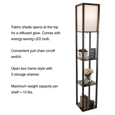 Sleek Black 19.5" Etagere Shelf Floor Lamp with LED Light
