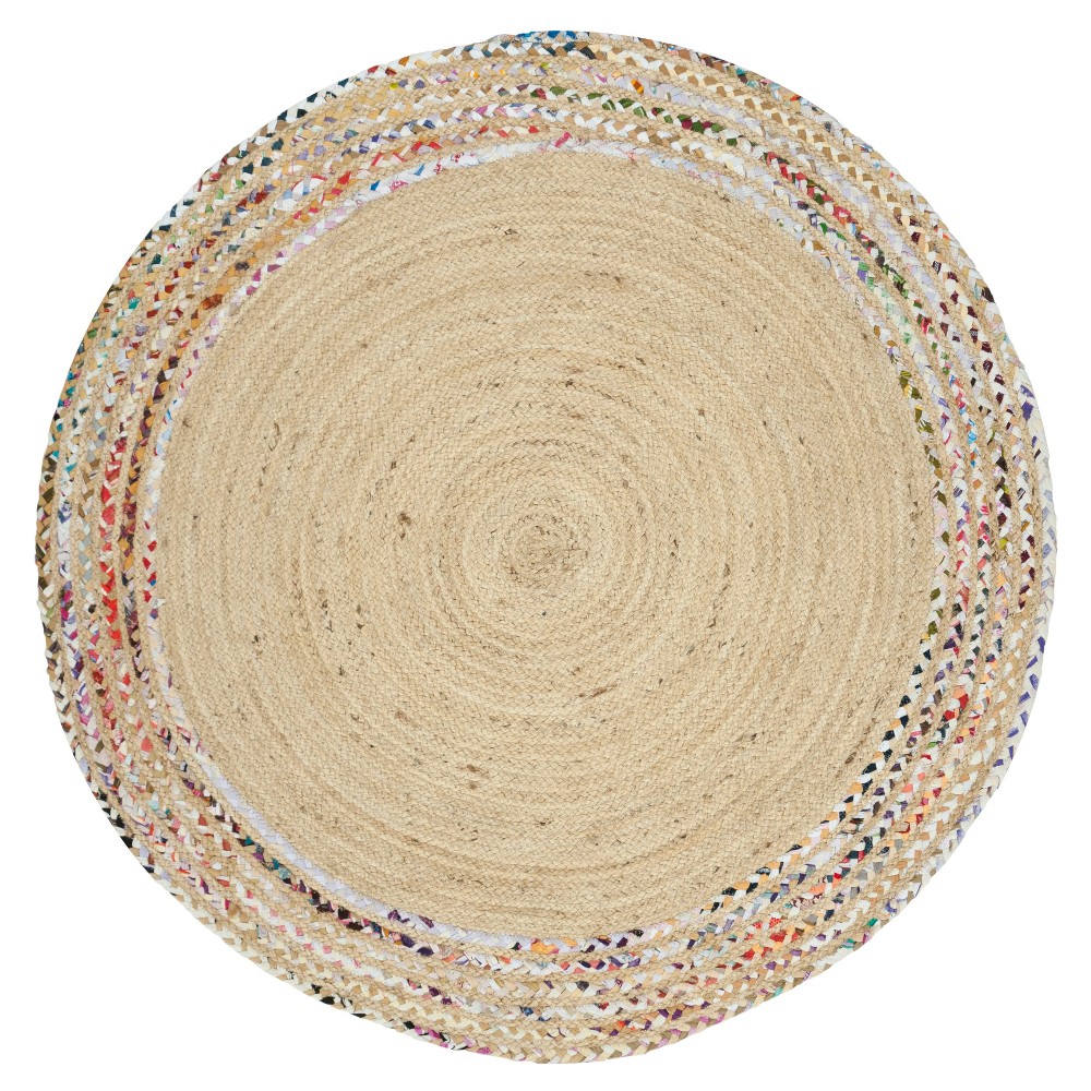 4'x4' Round Carla Solid Woven Accent Rug Ivory/Light Beige Round - Safavieh