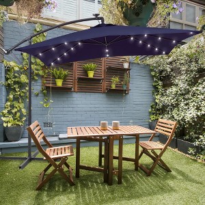 Sonkuki 8.2×8.2FT LED Solar Lighted Outdoor Patio Umbrella, Square Canopy Offset Umbrella for Villa Gardens, Lawns and Yard - 1 of 4