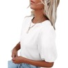 Women's Lightweight Short Sleeve Crewneck Sweaters Knit Pullover Tops with Casual Crochet Sleeve Blouse,Bleach(Basic Sleeve) - M - 2 of 3