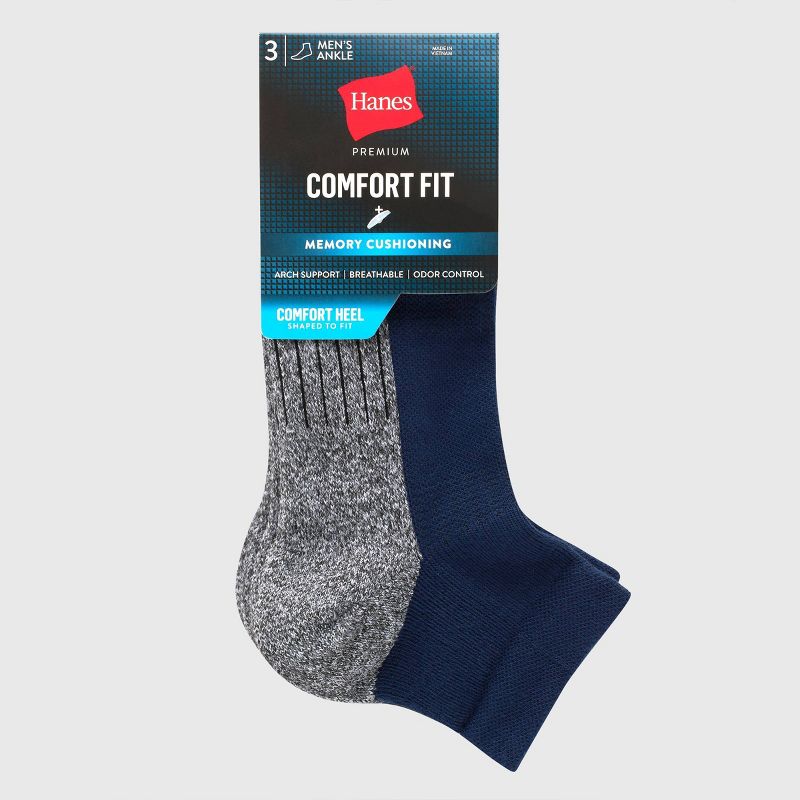 Hanes Premium Men's Cushioned Ankle Socks 3pk - 6-12, 3 of 4