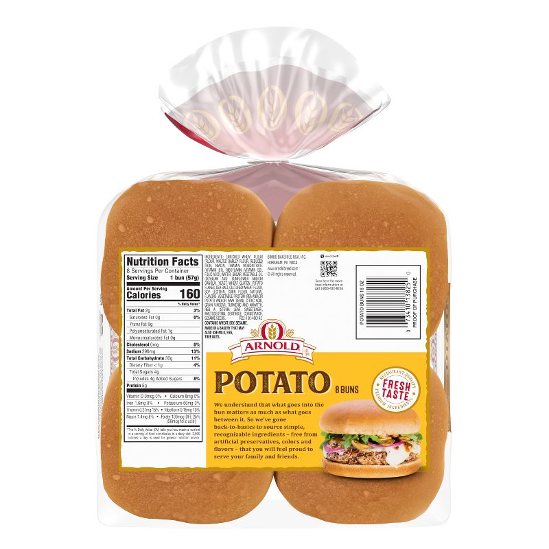 Arnold Potato Hamburger Buns - 16oz/8ct, 2 of 7