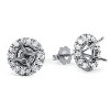 Pompeii3 5/8ct Diamond Halo Studs Mounting Fits 5.5-6.5mm Round Stones 14k White Gold - 2 of 3