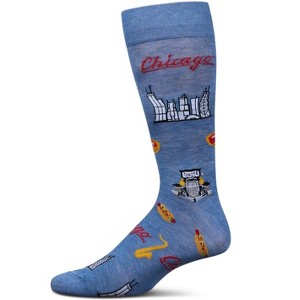 Memoi Men's Chicago Rayon From Bamboo Crew Socks Denim Heather 10-13 - 1 of 3