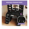 Vanity Makeup Dressing Table Set with LED Mirror and Lights And 9 Drawers 5 Open Shelves 3 Color Modes & Adjustable Brightness Dressing Table - 2 of 4