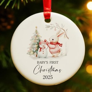 Lomsoe Babys First Christmas Ornament 2025 Bunny Snowman Newborn Baby Ornament Gifts for Christmas Tree Decor Christmas Tree Ornament Christmas Gift - 1 of 1