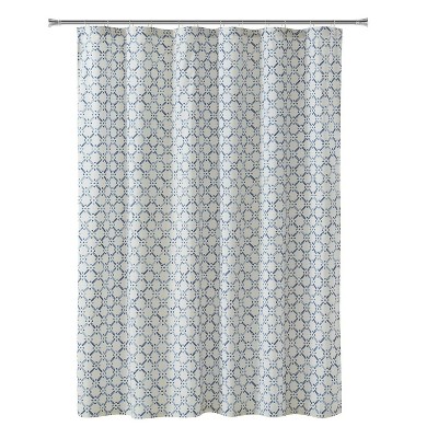 LunaLulinlk 15 Piece Shower Curtain Set, Blue/White Diamond